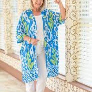 Chico's Blue and Cream Kimono